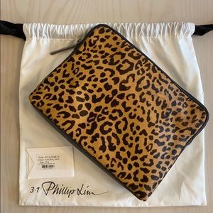 3.1 Phillip Lim Leopard Print Cosmetic Zip Clutch